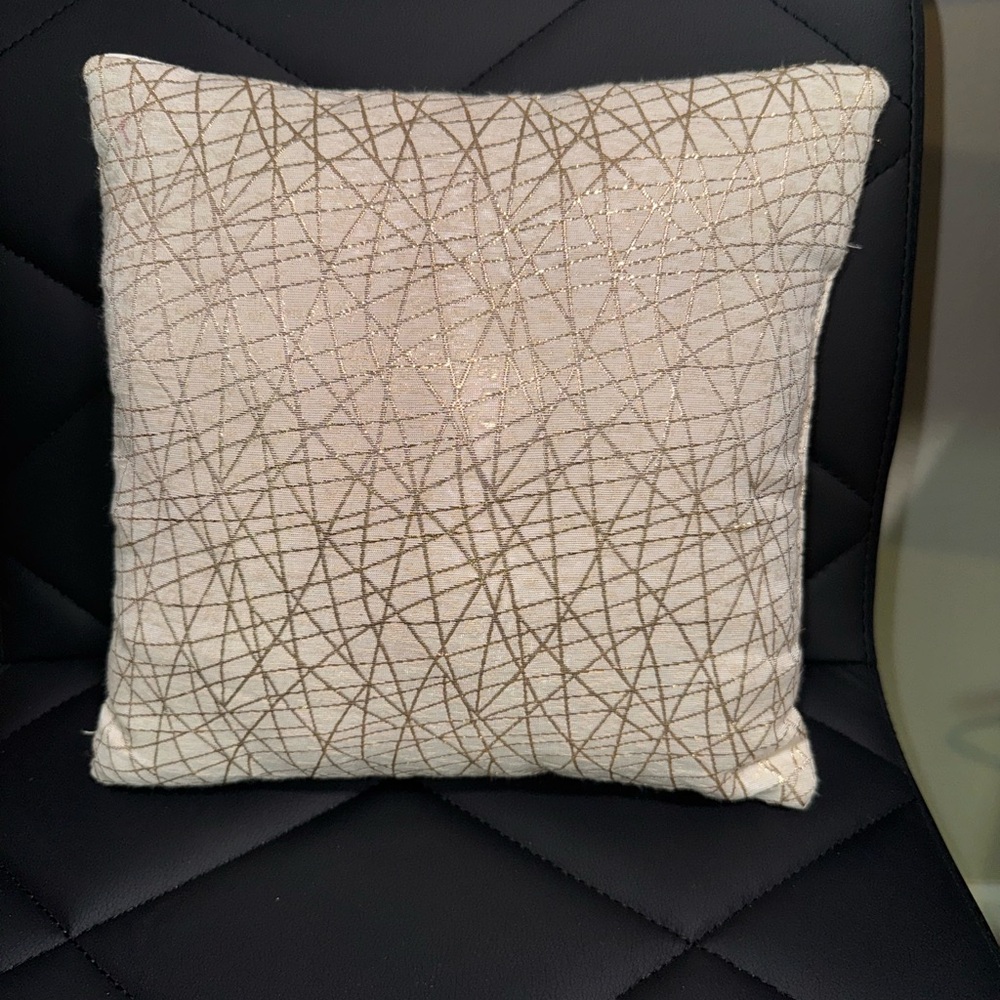 Elegant Cream and Gold Accent Pillow